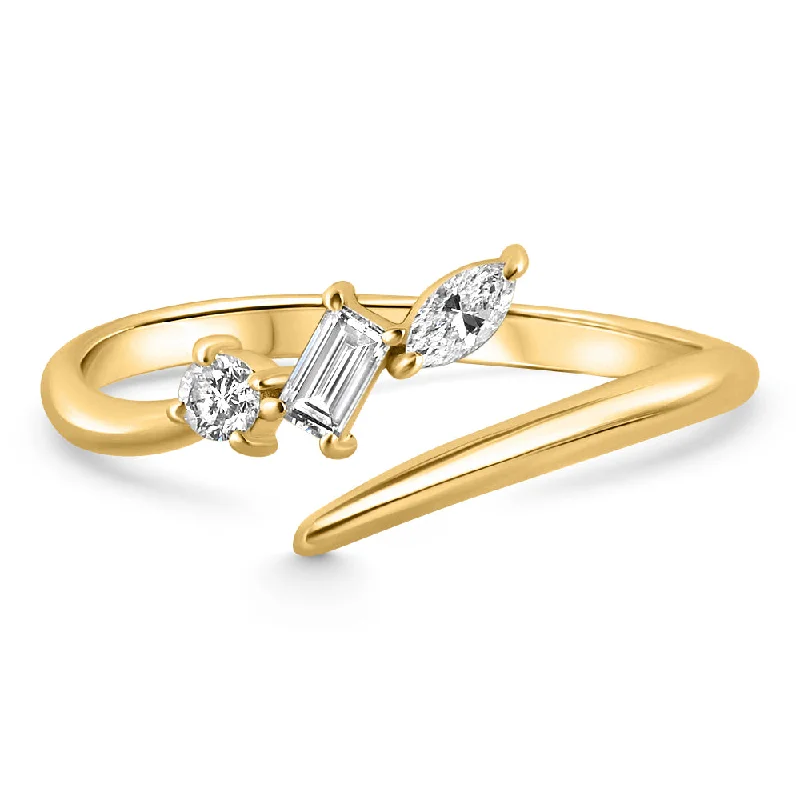 Rings with vintage claw prongs for elegance -1/4Ct Fancy Multi Shape Diamond Ring Stackable Band 14k Gold Lab Grown