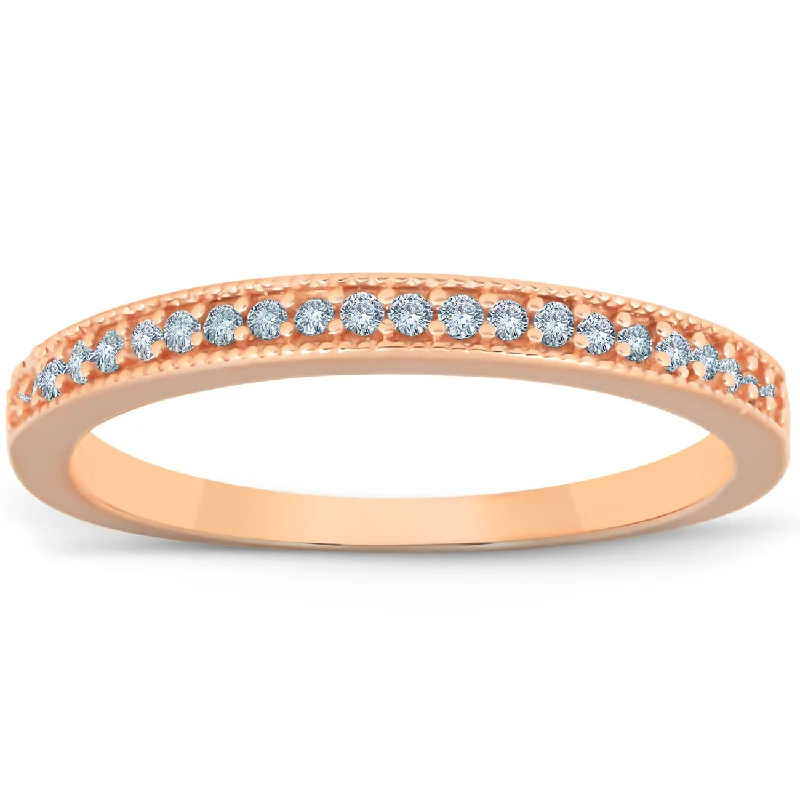 Rings with moonstone gems for ethereal glow -1/4ct Filigree Diamond Ring 14K Rose Gold