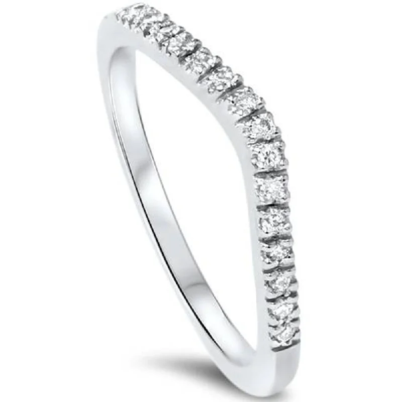 Rings with hammered silver for rustic appeal -1/8ct Curved Diamond Wedding Ring 950 Platinum