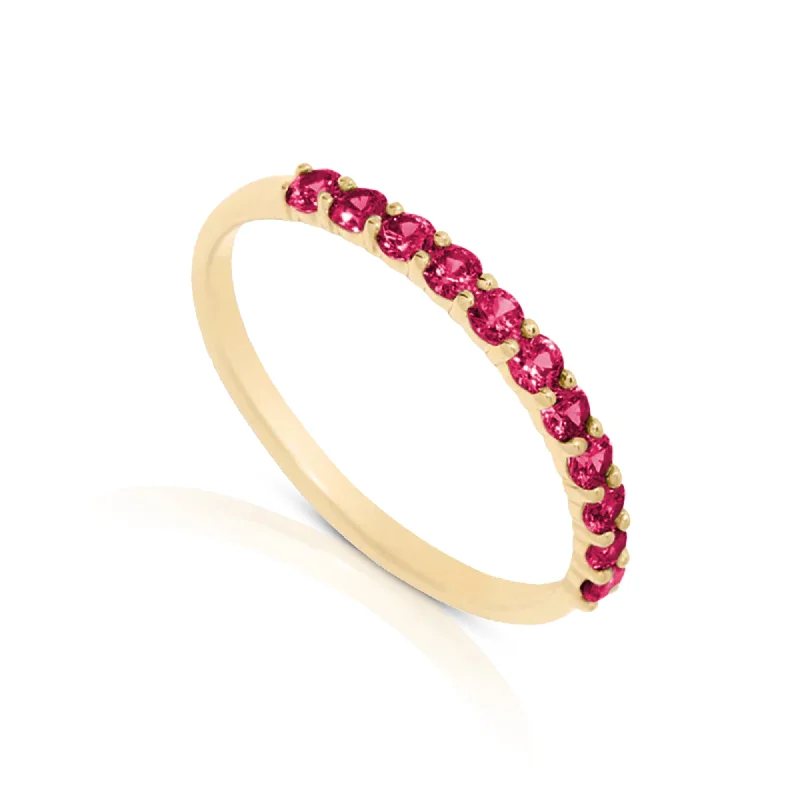 Rings with faceted garnet for deep shine -14K Gold Vermeil Birthstone 2MM Cubic Zirconia Half Eternity Ring