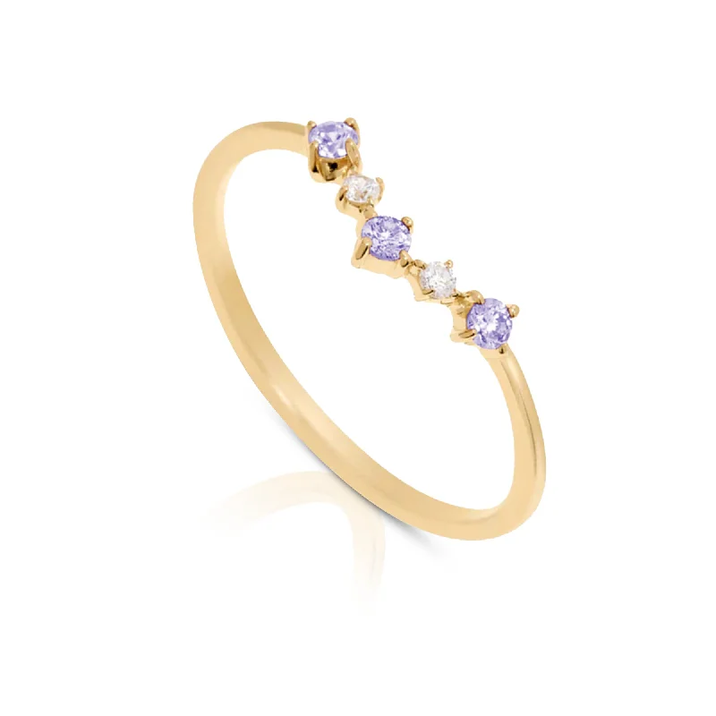 Rings with shield-shaped stones for boldness -14K Gold Vermeil Birthstone 2MM Cubic Zirconia Wishbone Ring