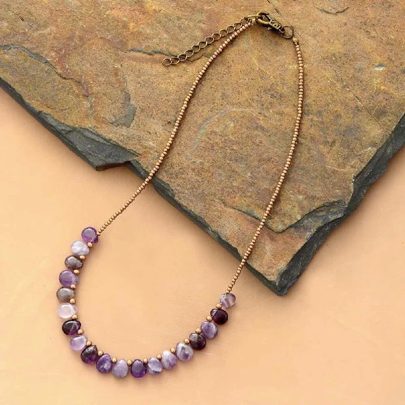 Unique necklaces and pendants with vintage-inspired designs for timeless appeal-Amethyst Crystal Bead Necklace