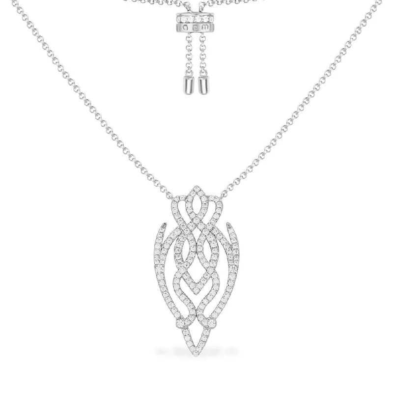 Stunning necklaces and pendants with amethyst gemstones for a calming effect-Arabesque Adjustable Necklace - White Silver