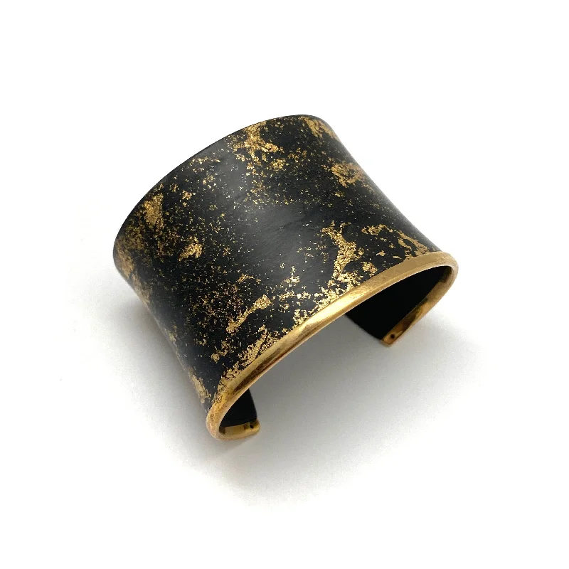 Beautiful necklaces and pendants with natural stones for an earthy, organic vibe-Black and Gold Carbon Cuff