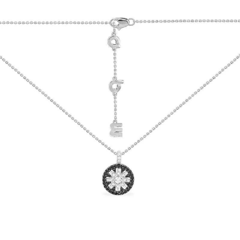 Beautiful necklaces and pendants with diamond-encrusted designs for maximum sparkle-Black & white pendant necklace - silver