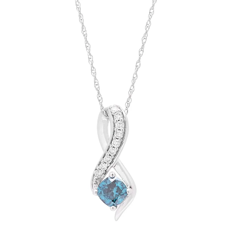 Best necklaces and pendants for everyday wear with minimalist designs-Cushion Cut Blue Diamond Infinity Necklace in 10kt White Gold (5/8ct tw)