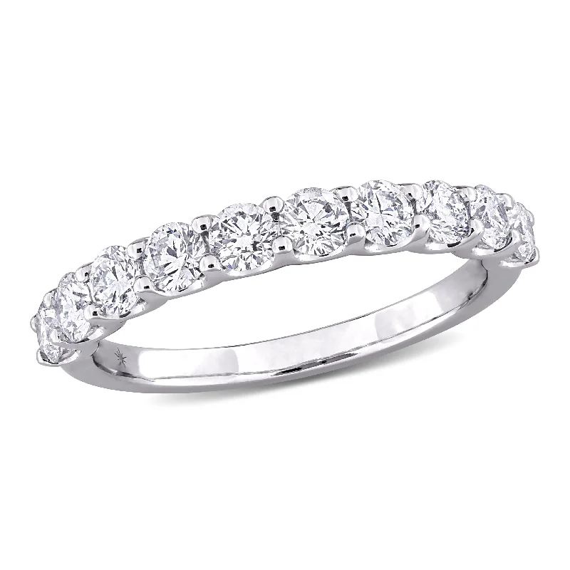 Dainty rings with subtle engraved star motifs -Created Forever 1ct TW Lab-Grown Diamond Semi-Eternity Anniversary Band in 14k White Gold