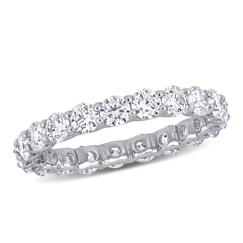 Rings with floral halo diamond arrangements -Created Forever 2 1/10ct TW Lab-Grown Diamond Eternity Band in 14k White Gold