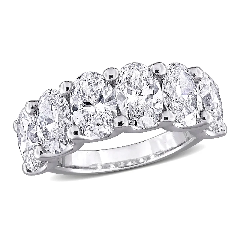 Platinum rings with sparkling sapphire center stones -Created Forever 6ct TW Oval-Cut Lab-Grown Diamond 6-Stone Anniversary Band in 14k White Gold