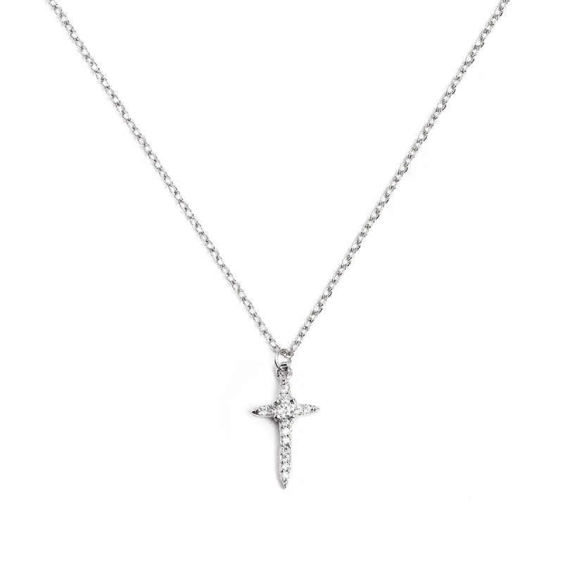 Fashionable necklaces and pendants with birthstones for a personalized gift idea-Cross Alice Silver Necklace