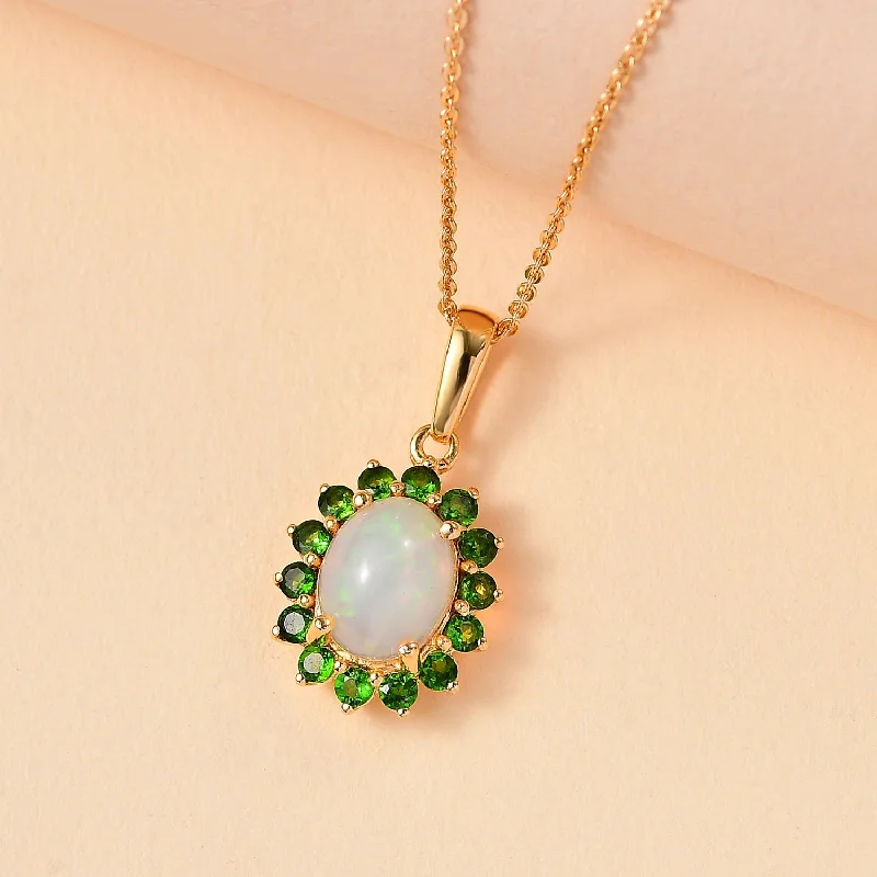 Best necklaces and pendants with silver chains for a sleek, timeless look-Dahlia Blossom Necklace with Opal and Diopside