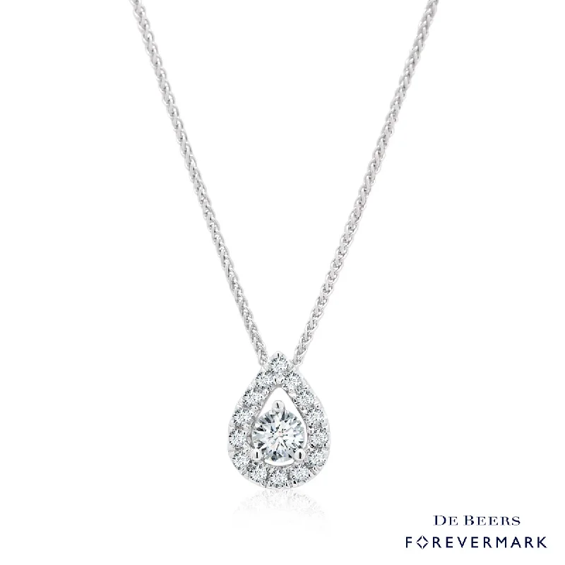 Necklaces and pendants with lock and key designs for a symbolic gesture-Forevermark Center of My Universe Pear Shaped Diamond Necklace in 18kt White Gold (1/3ct tw)