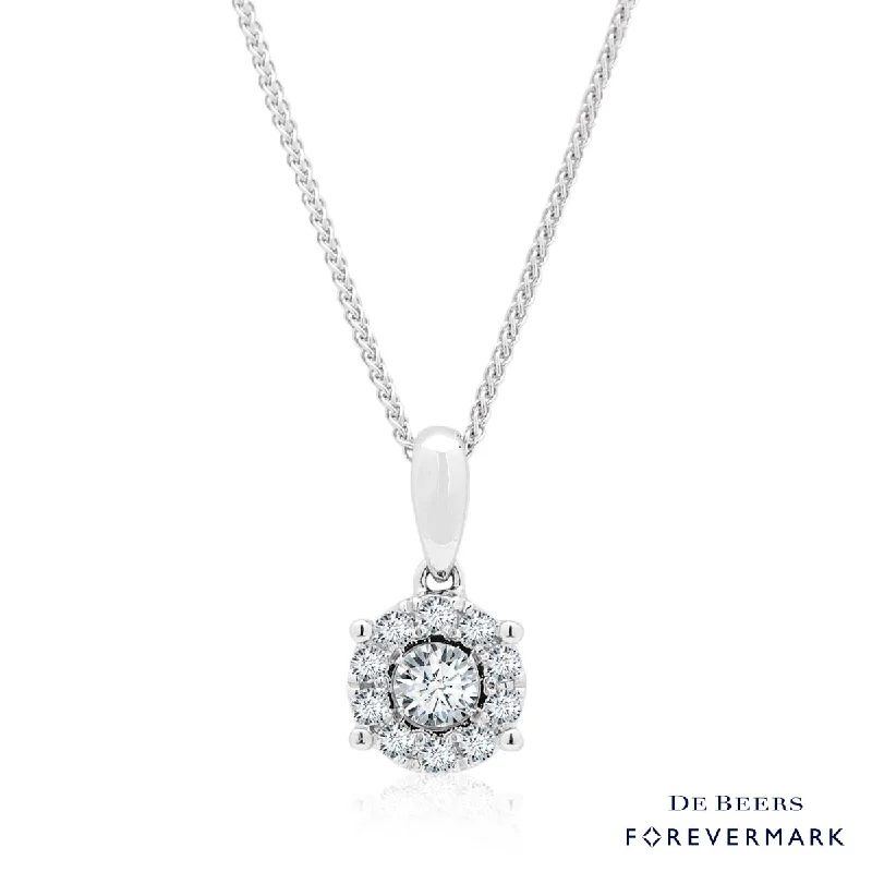 Beautiful necklaces and pendants with diamond-encrusted designs for maximum sparkle-Forevermark Center of My Universe Diamond Halo  Necklace in 18kt White Gold (1/4ct tw)