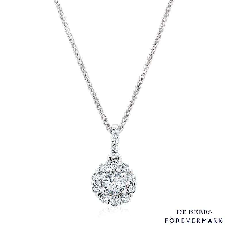 Necklaces and pendants with star-shaped designs for a whimsical, celestial touch-Forevermark Center of My Universe Diamond Halo  Necklace in 18kt White Gold (1/4ct tw)