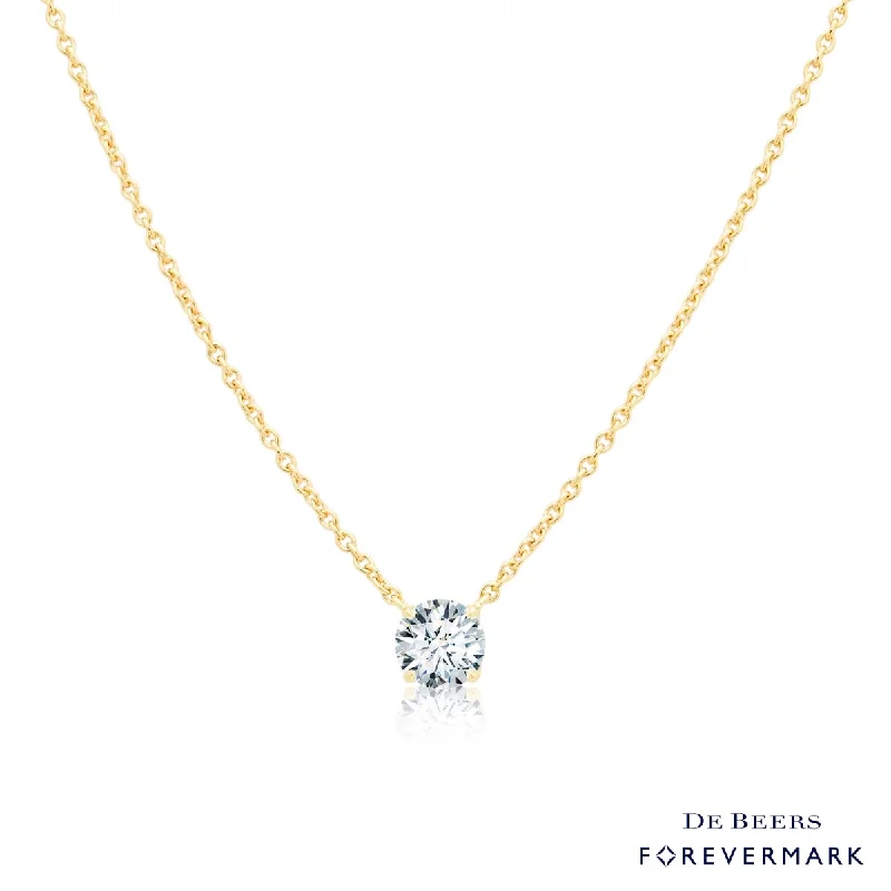 Beautiful necklaces and pendants with layered chains for a fashionable, chic look-Diamond Classic Solitaire Necklace in 18kt Yellow Gold (1/2ct)