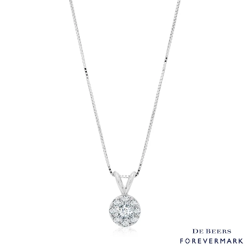 Beautiful necklaces and pendants with gemstone teardrops for an elegant effect-Diamond Halo Necklace in 18kt White Gold (1/3ct tw)