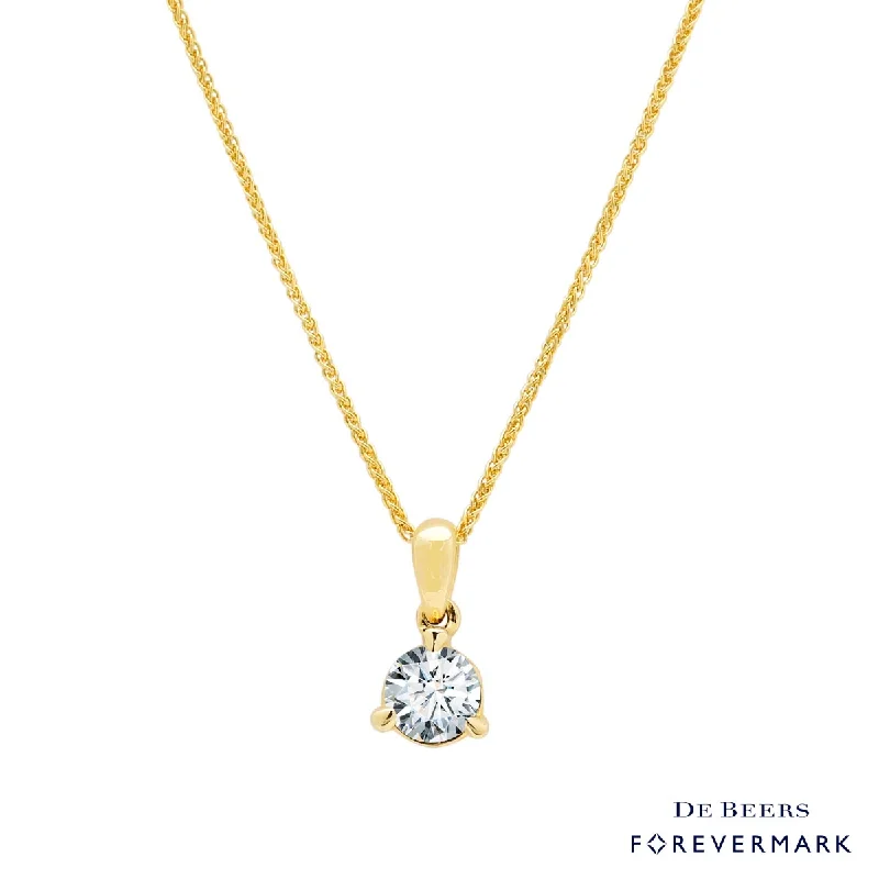 Best necklaces and pendants with emerald gemstones for a rich, sophisticated design-De Beers Forevermark Diamond Pendant in 18kt Yellow Gold (3/8ct)