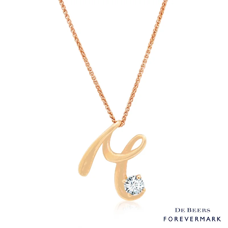 Stunning necklaces and pendants with birthstone pendants for a personal touch-Forevermark M Initial Diamond Necklace in 18kt Rose Gold (1/7ct tw)