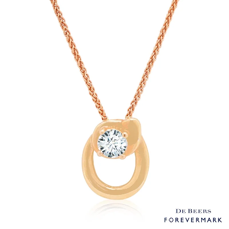 Trendy necklaces and pendants with statement pieces for a bold fashion statement-Forevermark O Initial Diamond Necklace in 18kt Rose Gold (1/7ct tw)