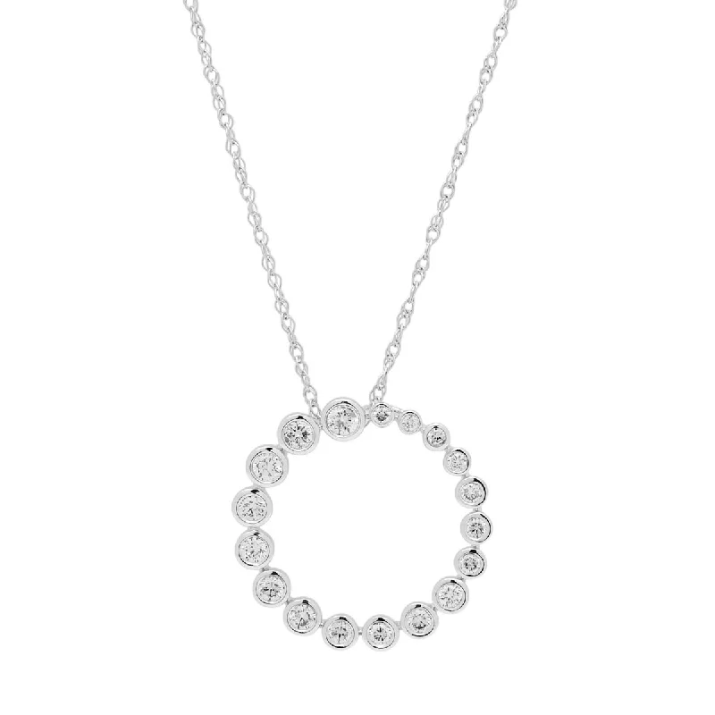 Stunning necklaces and pendants with birthstone pendants for a personal touch-Diamond Circle Necklace in 14kt White Gold (1/2ct tw)