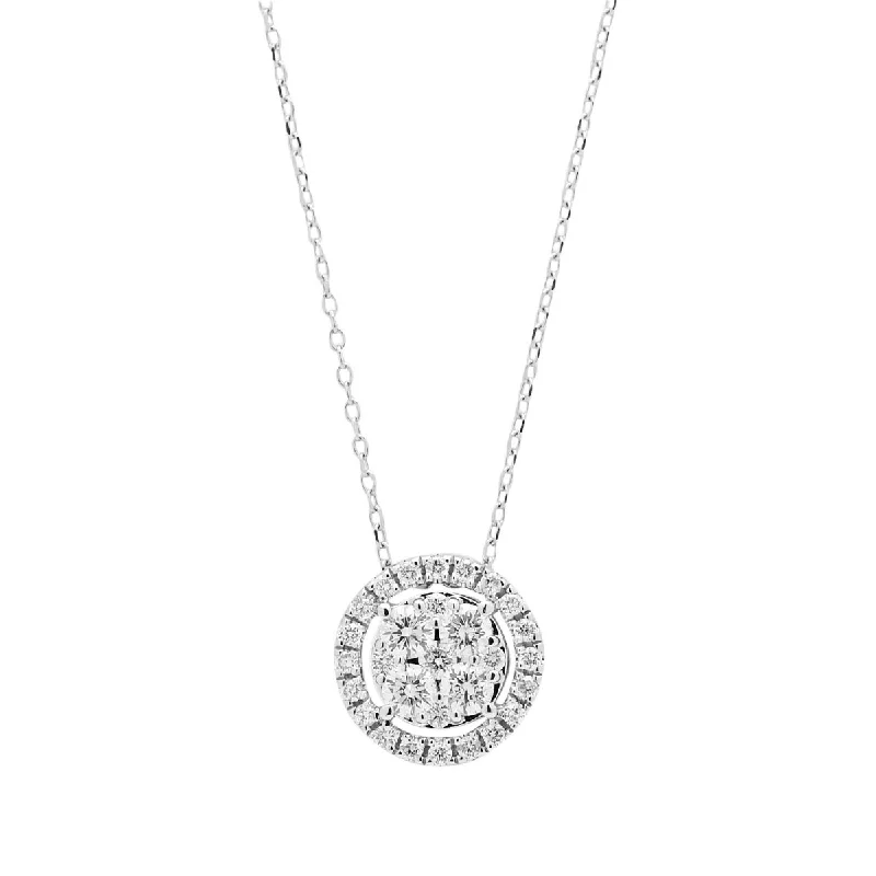 Best necklaces and pendants with opal and gold for a vibrant, luxurious contrast-Diamond Cluster Necklace in 14kt White Gold (1/2ct tw)