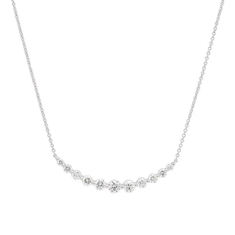 Beautiful necklaces and pendants with natural stones for an earthy, organic vibe-Diamond Crescent Necklace in 18kt White Gold (1ct tw)