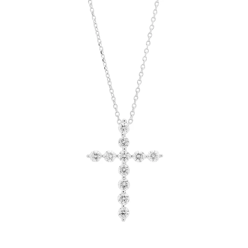 Personalized necklaces and pendants with coordinates for a meaningful location-based gift-Diamond Cross in 14kt White Gold (1/2ct tw)