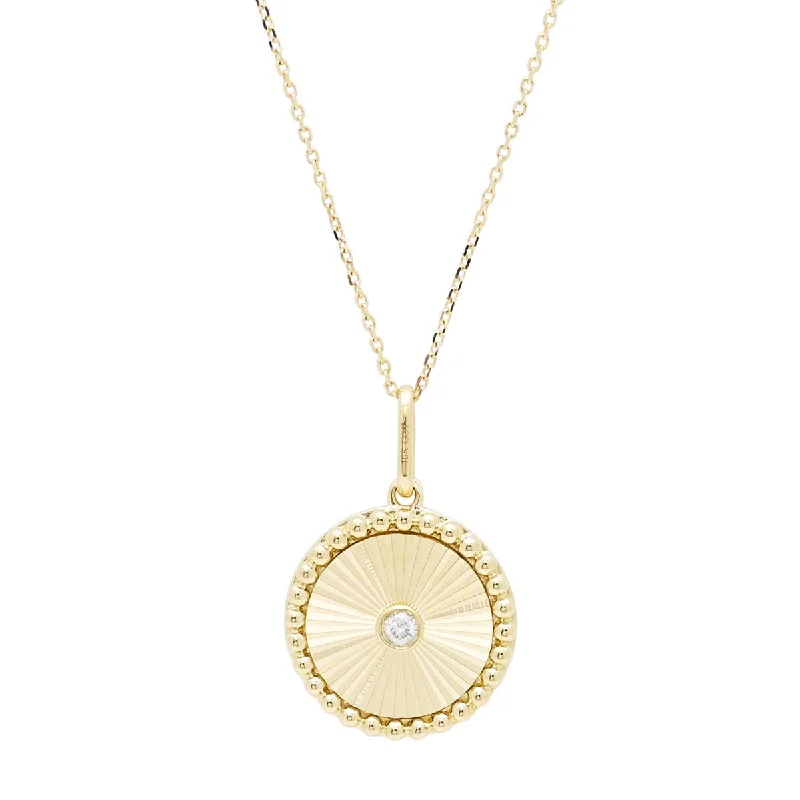 Best necklaces and pendants with gemstone clusters for a bold and colorful effect-Diamond Disc Necklace in 10kt Yellow Gold (1/20ct tw)