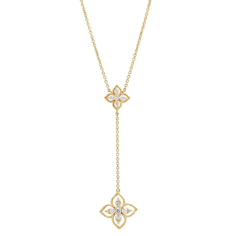 Best necklaces and pendants with heart-shaped designs for a romantic look-Diamond Flower Drop Necklace in 14kt Yellow Gold (1/3ct tw)