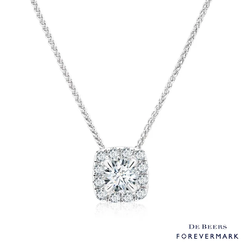 Necklaces and pendants with love knot designs for a romantic, meaningful symbol-Diamond Halo Necklace in 18kt White Gold (3/8ct tw)