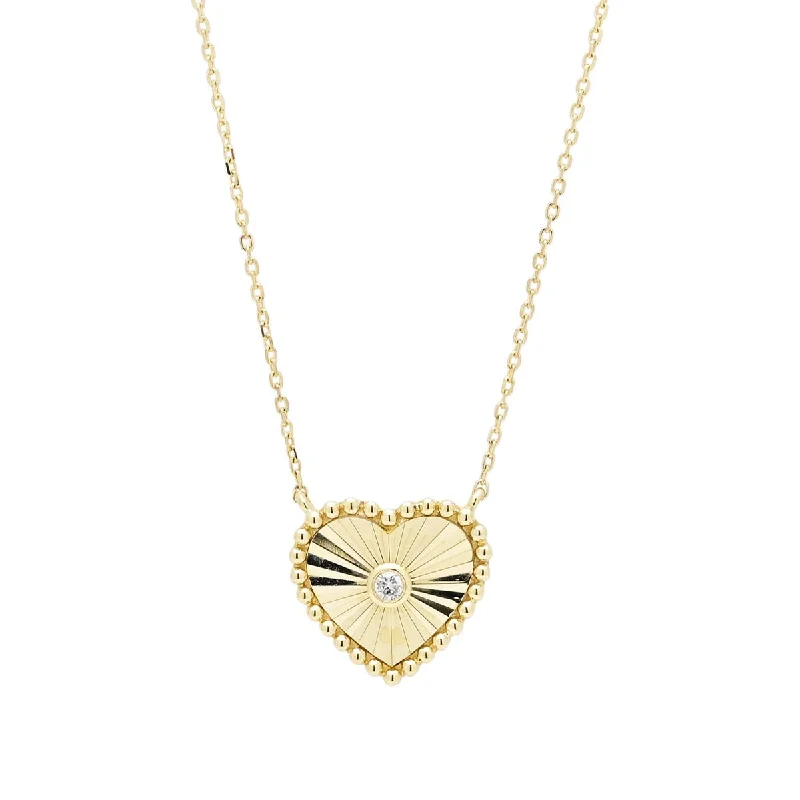 Personalized necklaces and pendants with initials for a customized and meaningful gift-Diamond Heart Necklace in 10kt Yellow Gold