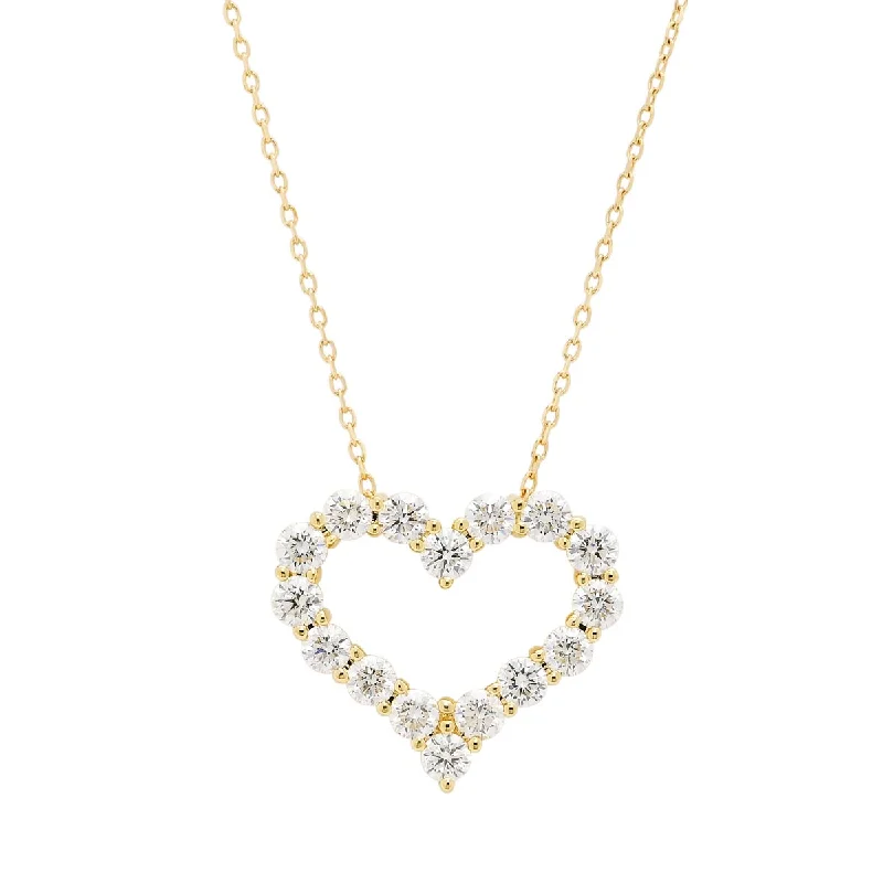 Necklaces and pendants with leaf-shaped designs for an earthy, organic feel-Diamond Heart Necklace in 14kt Yellow Gold (1 1/2ct tw)