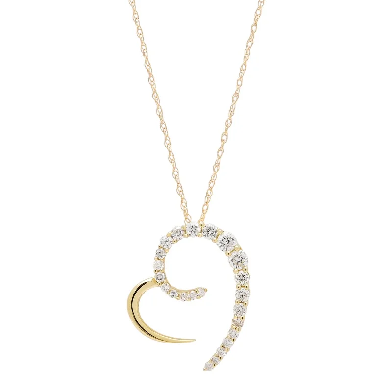 Elegant necklaces and pendants with gold chains for a chic, timeless appearance-Diamond Heart Necklace in 14kt Yellow Gold (3/8ct tw)