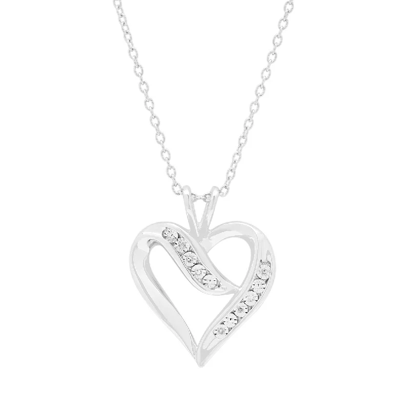 Best necklaces and pendants with personalized coordinates for a special keepsake-Diamond Heart Necklace in Sterling Silver (.02ct tw)