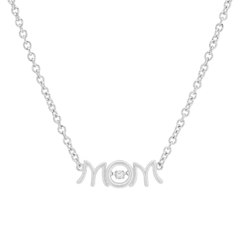 Beautiful necklaces and pendants with gemstone teardrops for an elegant effect-Diamond Heartbeat Mom Necklace in Sterling Silver (1/20ct)