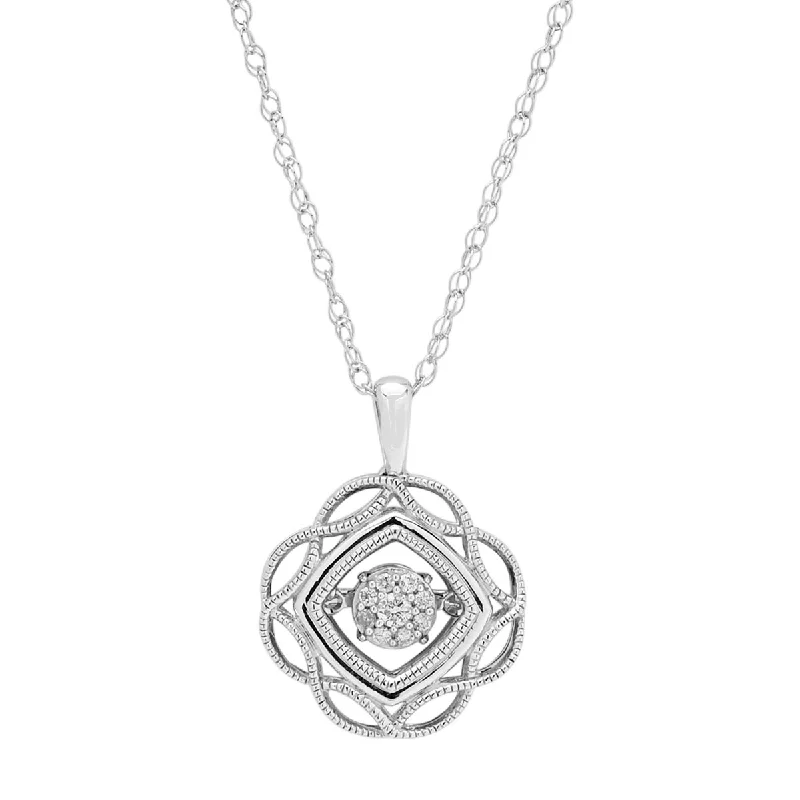 Necklaces and pendants with custom engravings for a personal, meaningful gift-Diamond Heartbeat Necklace in Sterling Silver (1/10ct tw)