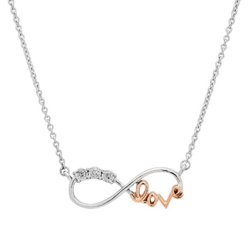 Best necklaces and pendants for everyday wear with minimalist designs-Diamond Infinity Love Necklace in Sterling Silver and 10kt Rose Gold (1/20ct tw)