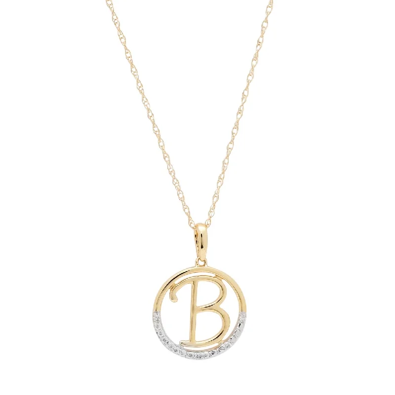 Necklaces and pendants with personalized charms for a custom piece of jewelry-Diamond Initial B Necklace in 14kt Yellow Gold (0.02ct tw)