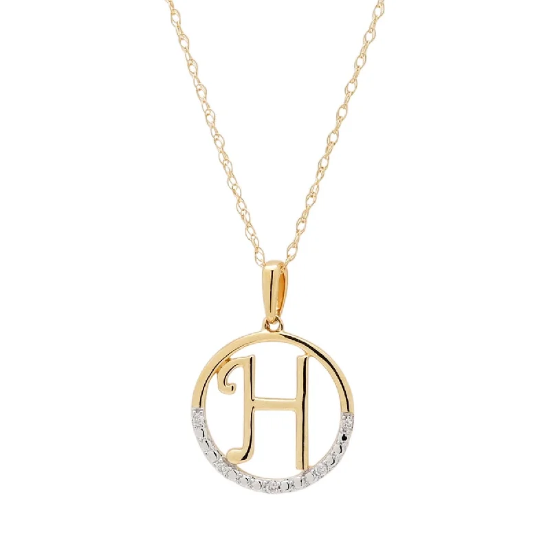 Elegant necklaces and pendants with onyx stones for a sleek, polished look-Diamond Initial H Necklace in 14kt Yellow Gold with Diamonds (0.02ct tw)