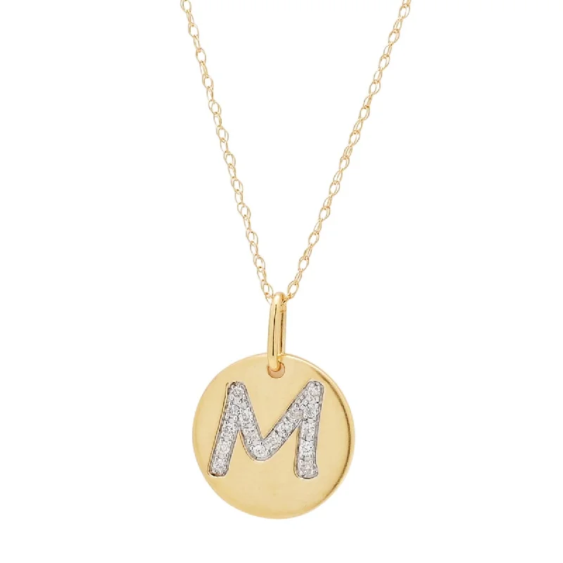 Best necklaces and pendants with adjustable chains for a customizable fit-Diamond Initial M Necklace in 14kt Yellow Gold (1/10ct tw)