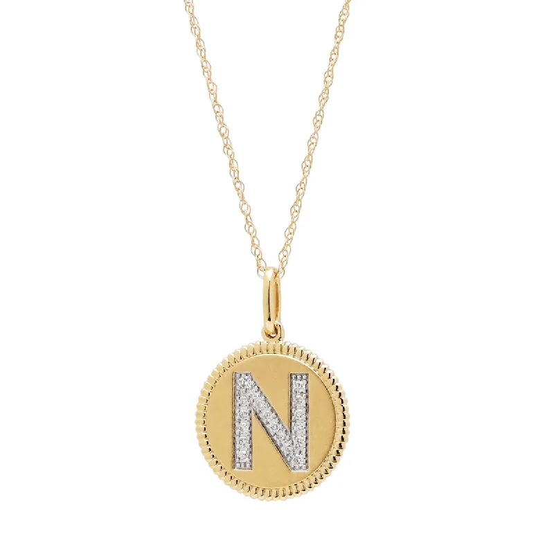 Unique necklaces and pendants with vintage-inspired designs for timeless appeal-Diamond Initial N Necklace in 14kt Yellow Gold (1/10ct tw)