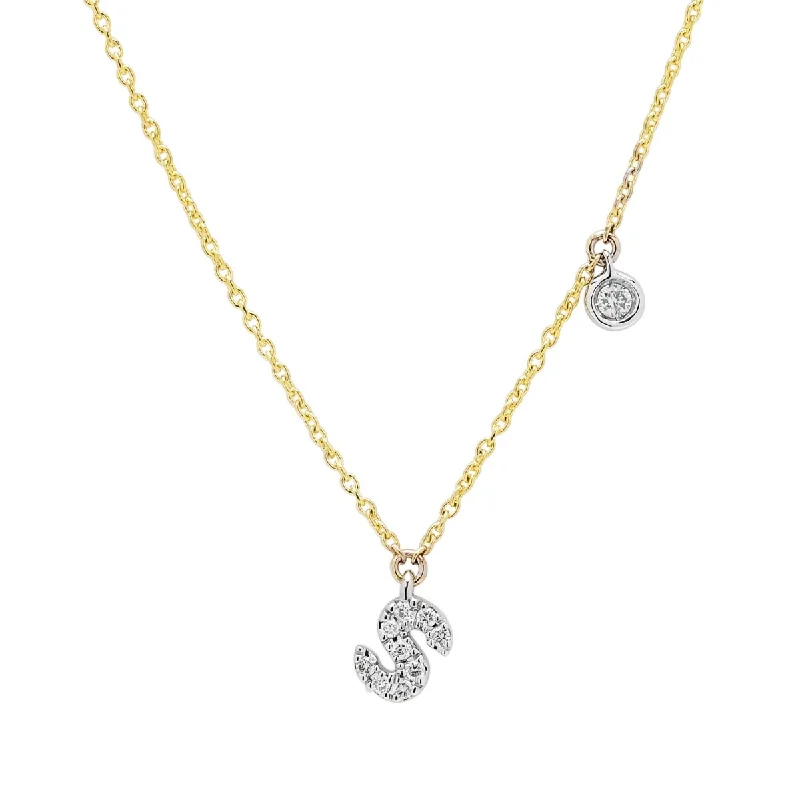 Best necklaces and pendants for weddings with matching designs for bride and groom-Diamond Initial S Necklace in 14kt Yellow Gold (1/10ct tw)