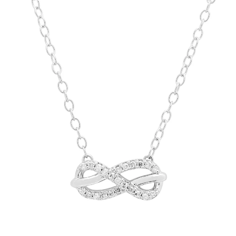 Unique necklaces and pendants with artistic shapes for a creative, one-of-a-kind design-Diamond Knot Necklace in Sterling Silver (1/10ct tw)