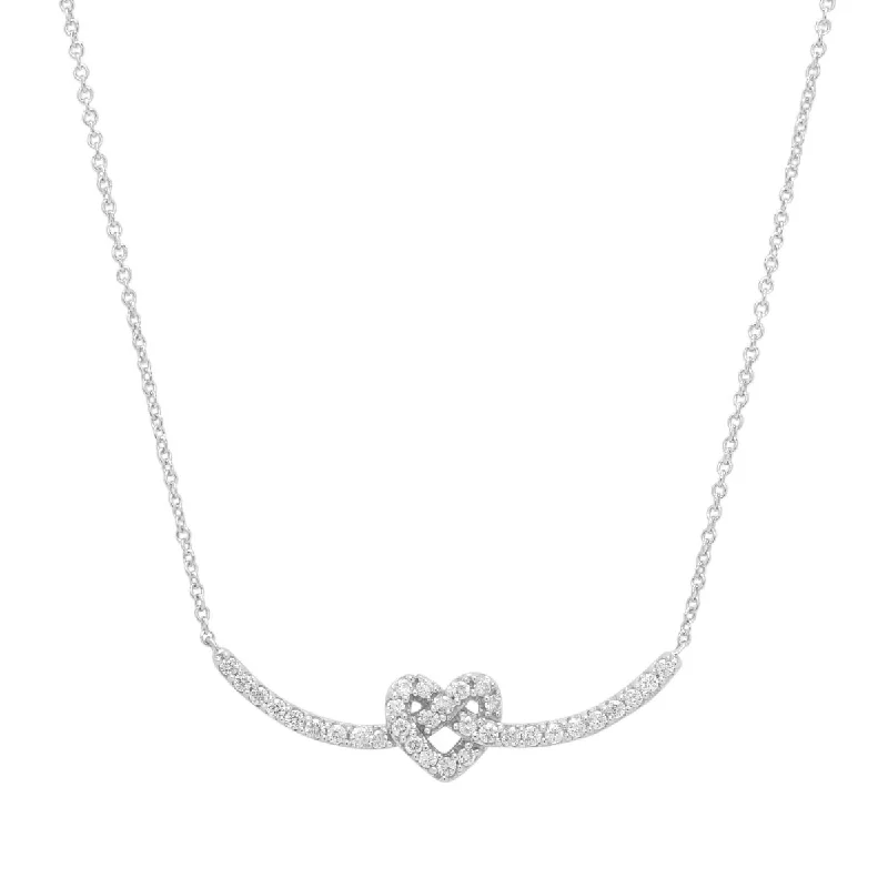 Necklaces and pendants with personalized charms for a custom piece of jewelry-Diamond Love Knot Necklace in Sterling Silver (1/4ct tw)