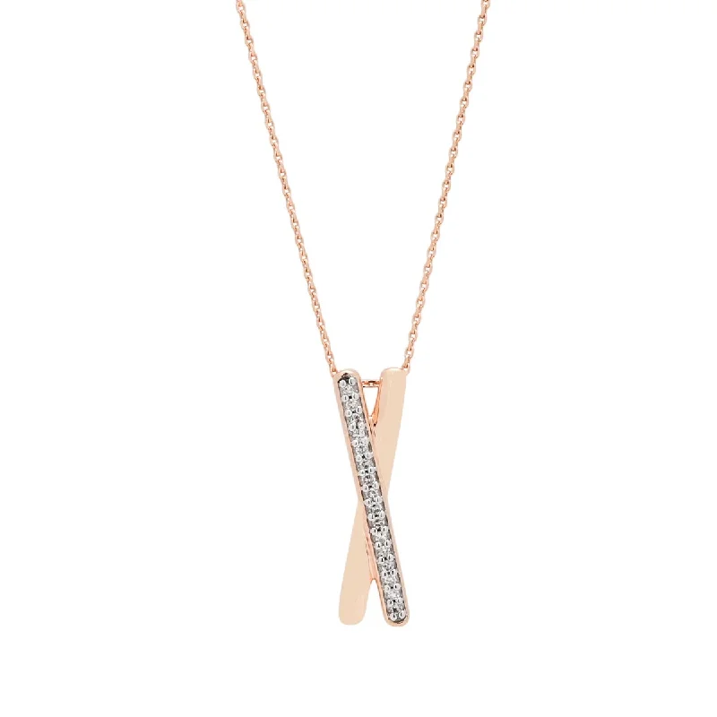 Necklaces and pendants with matching rings for a coordinated set of jewelry-Diamond Necklace in 10kt Rose Gold (1/20ct tw)