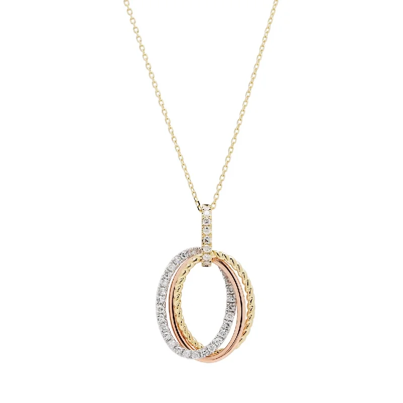 Best necklaces and pendants with rose gold for a warm and romantic appeal-Diamond Oval Necklace in 14kt Yellow, Rose and White Gold (1/3ct tw)