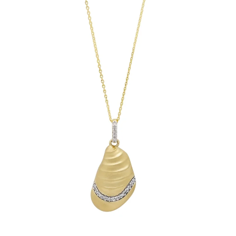 Beautiful necklaces and pendants with diamond halo settings for extra brilliance-Diamond Oyster Pendant in 10kt Yellow Gold (1/20ct tw)