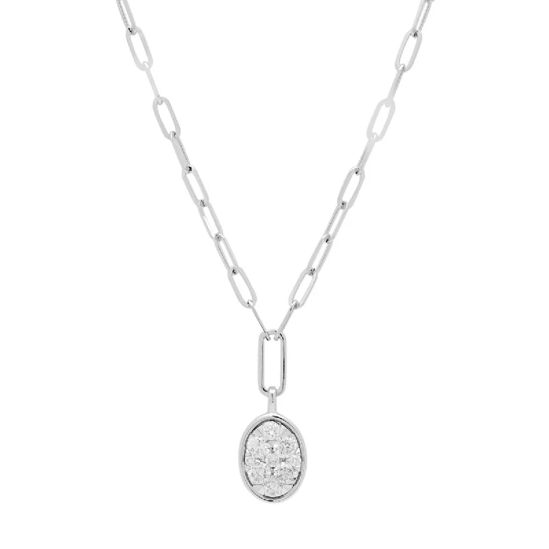 Necklaces and pendants with clear quartz for a pure and radiant look-Diamond Paperclip Necklace in 14kt White Gold (1/2ct tw)