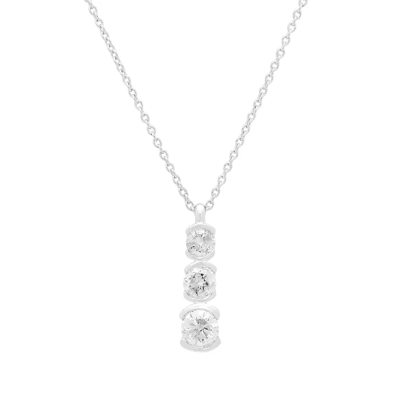 Necklaces and pendants with zodiac constellation designs for an astrological touch-Diamond Past Present Future Diamond Bezel Necklace in 14kt White Gold (1/2ct tw)