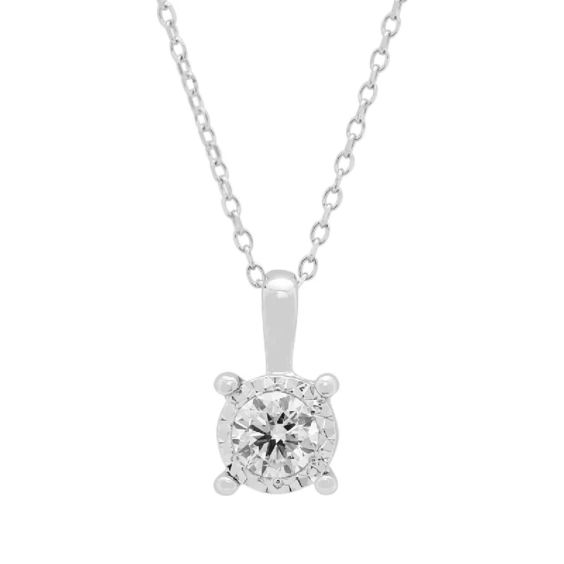 Best necklaces and pendants for weddings with matching designs for bride and groom-Diamond Solitaire Necklace in 14kt White Gold (1/4ct)